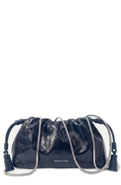Veronica Beard Crinkle Leather Small Stash Bag In Blue