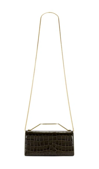 Veronica Beard Croc Embossed Barre Clutch In Brown