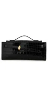 Veronica Beard Dash Croc Embossed Leather Shoulder Bag In Black
