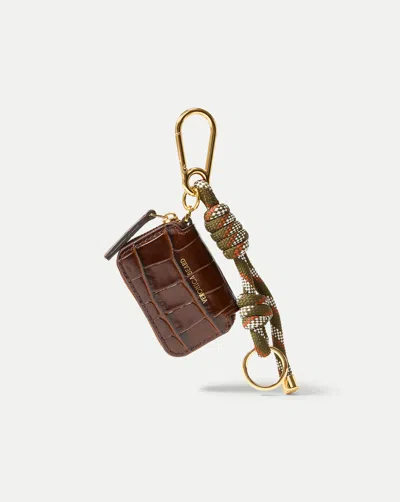 Veronica Beard Croc-embossed Zip Pouch Bag Charm In Multi