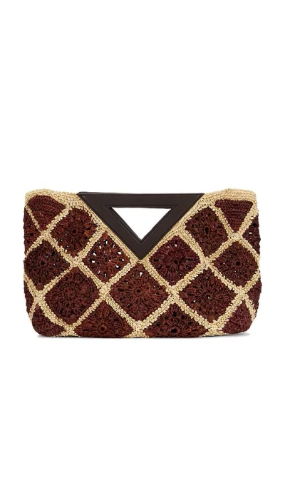 Veronica Beard Crochet Raffia Vesper Bag In Espresso Multi