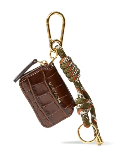 Veronica Beard Crocodile-effect Pouch Bag Brooche In Brown