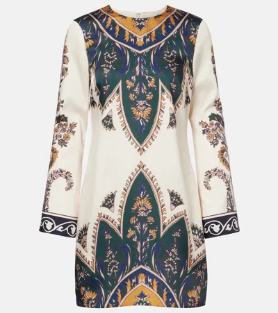 Veronica Beard Cromwell Printed Long-sleeve Mini Dress In Multi