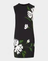 Veronica Beard Cromwell Floral Sleeveless Shift Dress In Black Multi