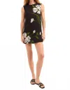 Veronica Beard Cromwell Shift Dress In Black Multi Floral In Green