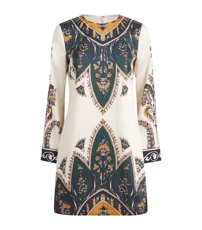 Veronica Beard Cromwell Printed Long-sleeve Mini Dress In Multi