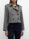 Veronica Beard Cropped Conneley Trench Jacket In Medium Heather Grey In Grey