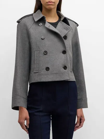Veronica Beard Cropped Conneley Trench Jacket In Medium Heather Grey