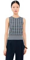 Veronica Beard Cropped Jerrel Knit Tank Blue Jay Multi In Multi
