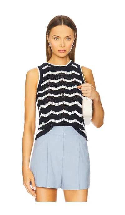Veronica Beard Cropped Jerrel Knit Tank In Navy