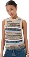 Veronica Beard Jerrel Stripe Crop Sweater Tank In Multi