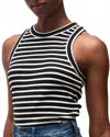 Veronica Beard Cropped Jordyn Tank In Black/white In Black