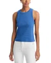 Veronica Beard Jordyn Rib Stretch Cotton Crop Tank In Blue