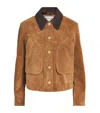 Veronica Beard Walters Leather Cropped Barn Jacket Whisky In Brown