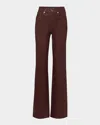 Veronica Beard Crosbie Coated Slim Wide-leg Jeans In Brown