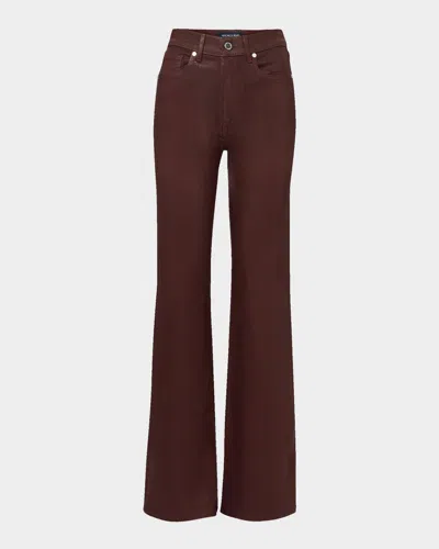 Veronica Beard Crosbie Coated Slim Wide-leg Jeans In Brown