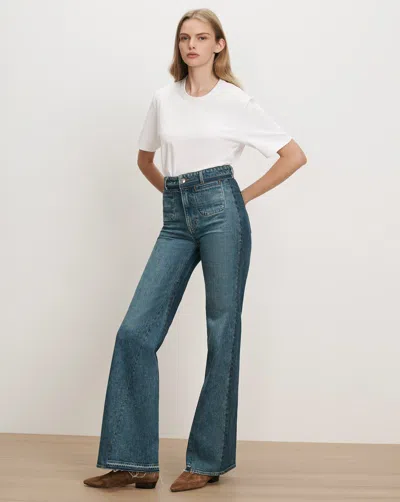 Veronica Beard Crosbie Color-block Slim Wide-leg Jean In Hall Of Fame