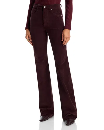 Veronica Beard Crosbie Corduroy High Rise Wide Leg Jeans In Espresso In Red