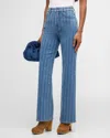 Veronica Beard Crosbie Hoch Sitzende Jeans Mit Weitem Bein Und Streifen In Sapphire Stripe