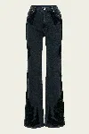 Veronica Beard Crosbie Embroidered Slim Wide-leg Jean In Washed Onyx In Black