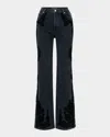 Veronica Beard Crosbie Paisley Embroidered High Waist Wide Leg Jeans In Black