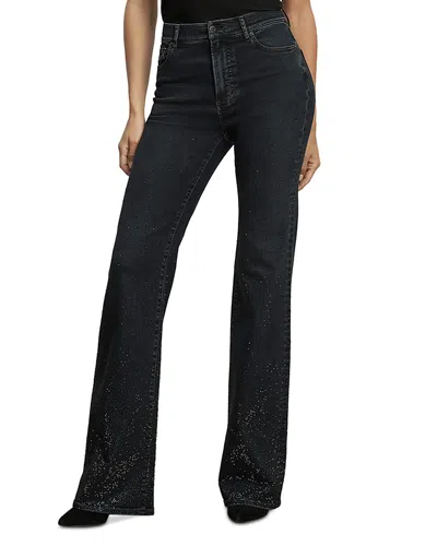 Veronica Beard Crosbie High Rise Flare Leg Jeans In Dark Midnight In Blue