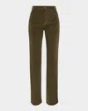 Veronica Beard Crosbie High-rise Wide-leg Corduroy Jeans In Green