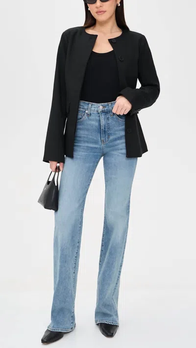 Veronica Beard Crosbie High Rise Wide Leg Jeans In Rebel Stone In Blue