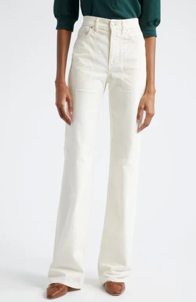 Veronica Beard Crosbie High Waist Cotton Corduroy Wide Leg Pants In Ecru