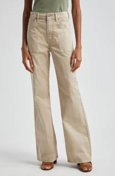 Veronica Beard Crosbie High Waist Wide Leg Jeans In Stone