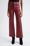 Veronica Beard Crosbie Wide-leg Coated Jeans In Burgundy