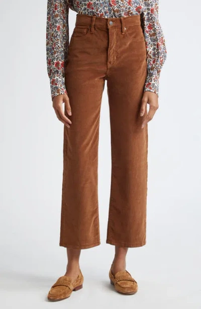 Veronica Beard Crosbie High Waist Wide Straight Leg Corduroy Pants In Deep Ochre