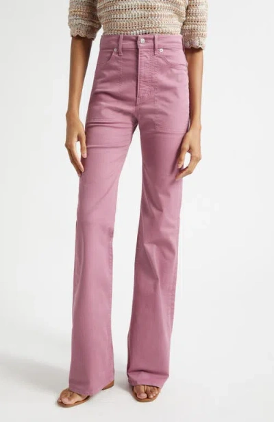 Veronica Beard Crosbie Stitch Pocket High Waist Wide Leg Pants In Purple