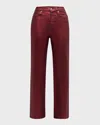 Veronica Beard Crosbie Wide-leg Coated Jeans In Burgundy