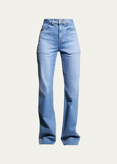 Veronica Beard Crosbie Wide-leg Jeans With Pocket Details In Brown