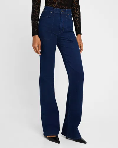 Veronica Beard Crosbie Wide-leg Jeans With Patch Pockets In Indigo Rinse