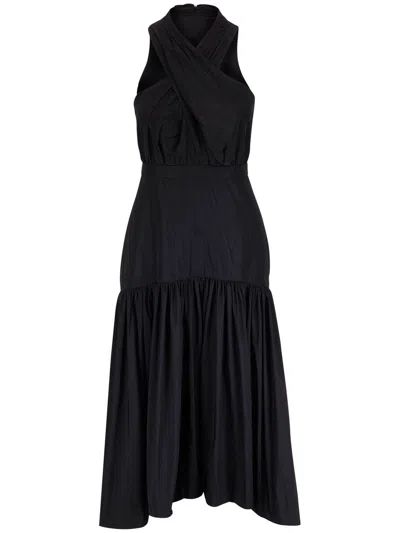 Veronica Beard Crossover-detail Midi Dress In Black