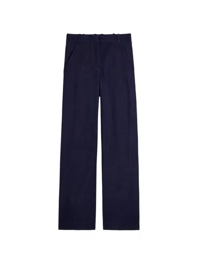 Veronica Beard Crue Wide-leg Stretch-denim Trousers In Blue