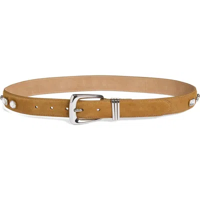 Veronica Beard Crystal Arch Suede Belt In Brown