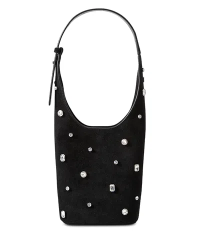 Veronica Beard Crystal Embellished Leather Shoulder Bag In Black