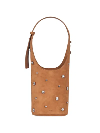 Veronica Beard Crystal-embellished Ring Bucket Bag In Brown