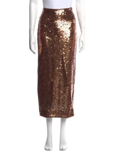 Pre-owned Veronica Beard Crystal Embellishments Midi Length Skirt In Gold