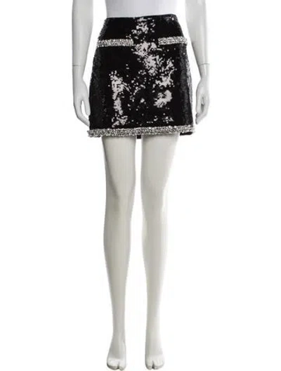 Pre-owned Veronica Beard Crystal Embellishments Mini Skirt In Black