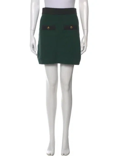 Pre-owned Veronica Beard Crystal Embellishments Mini Skirt In Green