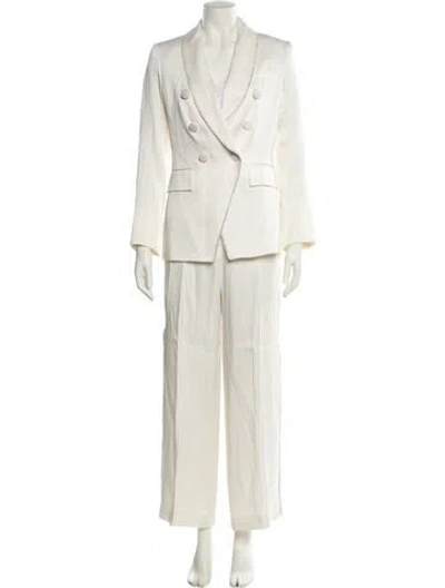 Pre-owned Veronica Beard Crystal Embellishments Pantsuit In White