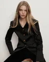 Veronica Beard Cynthia Satin Tailored Jacket In Black