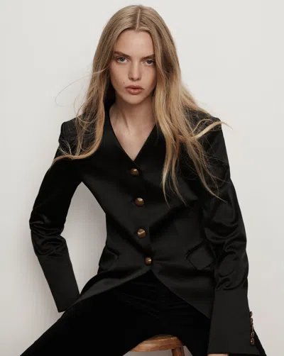 Veronica Beard Cynthia Satin Tailored Jacket In Black