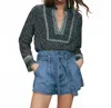Veronica Beard Cyra Blouse In Navy Multi In Blue