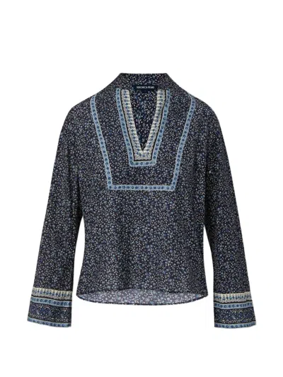 Veronica Beard Cyra Floral-print Blouse In Black