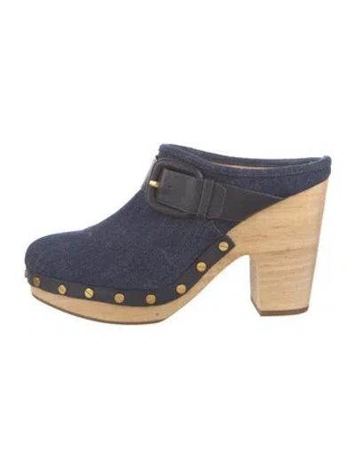 Pre-owned Veronica Beard Dacey Denim Mules In Blue